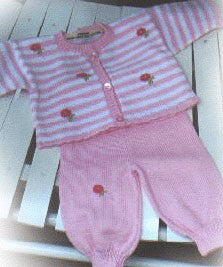 Pink and White Stripe Posies Sweater