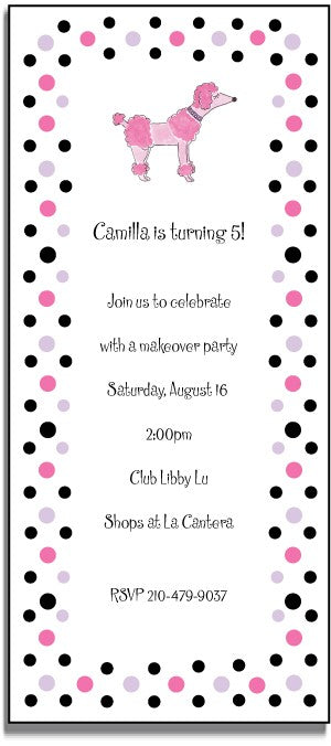 personalized invitations pink poodle