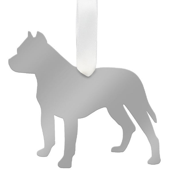 moon and lola pitbull christmas ornament - silver