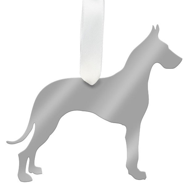 moon and lola great dane christmas ornament - silver
