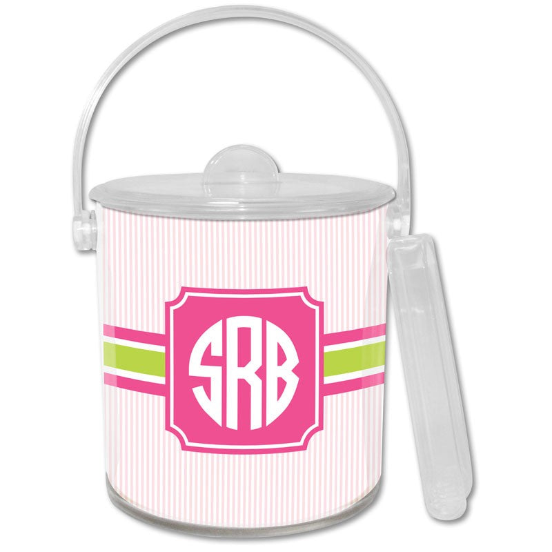 boatman geller seersucker band pink & green ice bucket