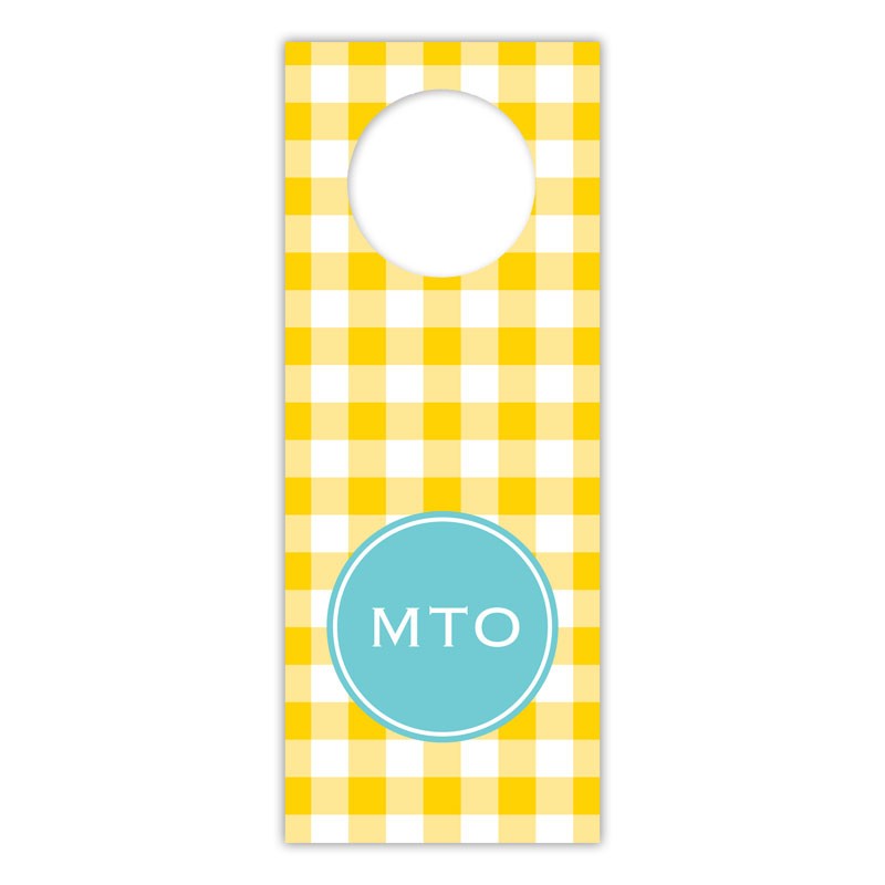boatman geller classic check sunflower wine tags