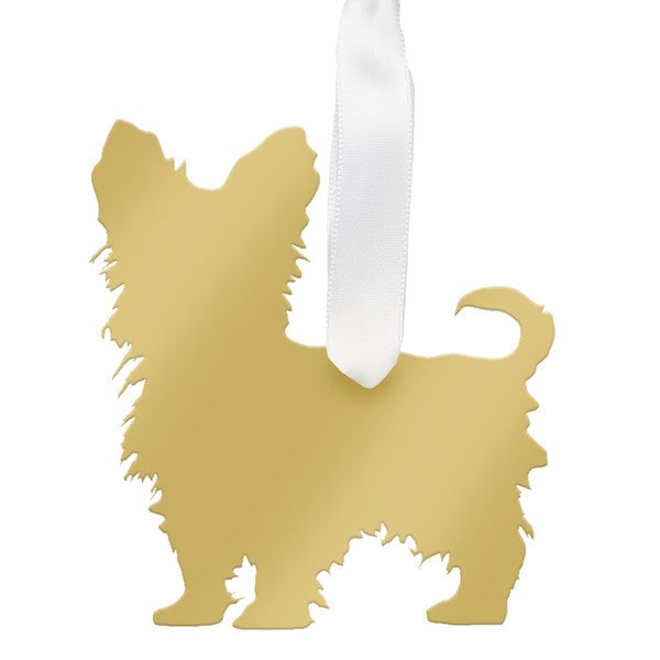 yorkshire terrier christmas ornament - gold