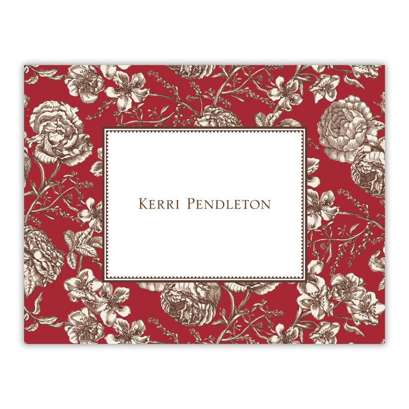 boatman geller floral toile red foldover notes