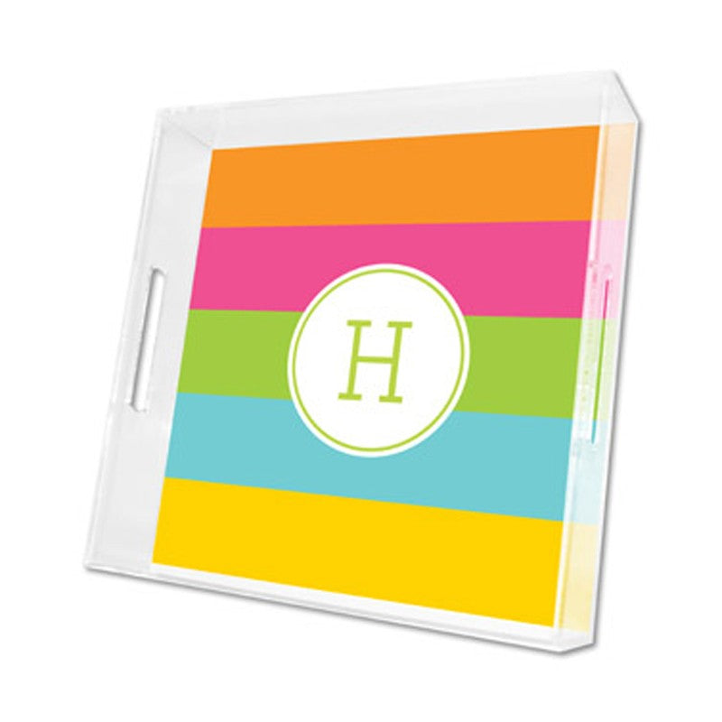 bold stripe lucite tray - square