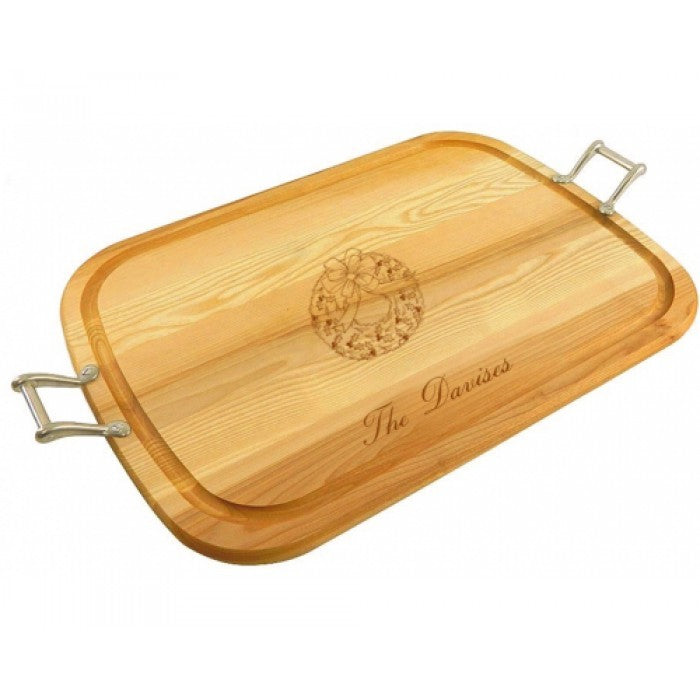 large wooden wreath tray