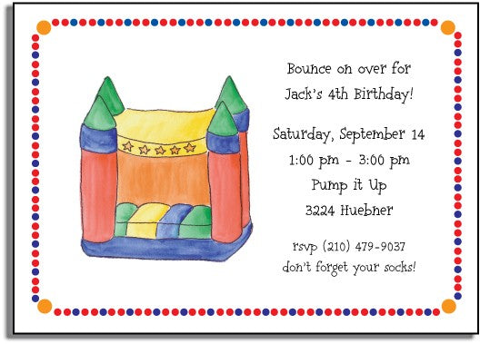personalized invitations bouncy blue