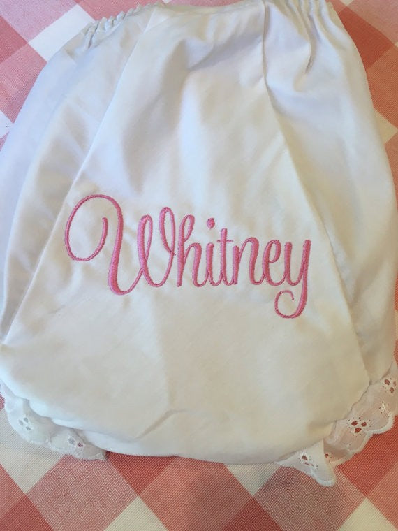 embroidered name monogrammed bloomers diaper cover panty