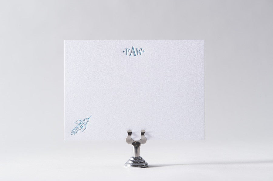 kids rocketship stationery