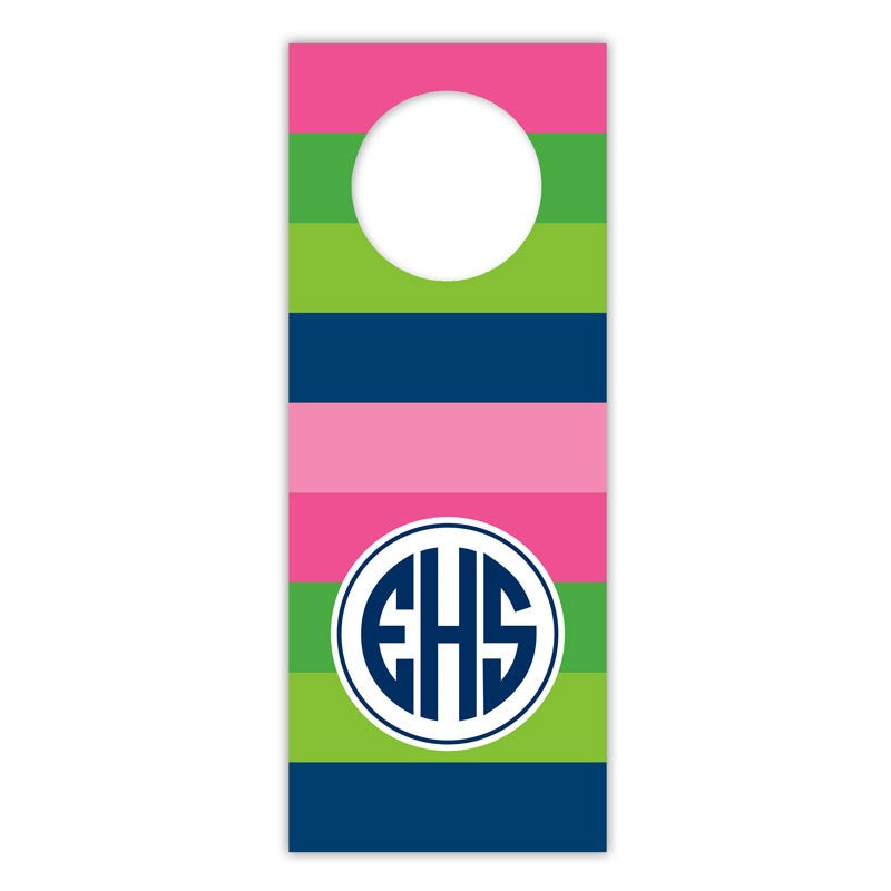 boatman geller bold stripe pink, green & navy wine tags