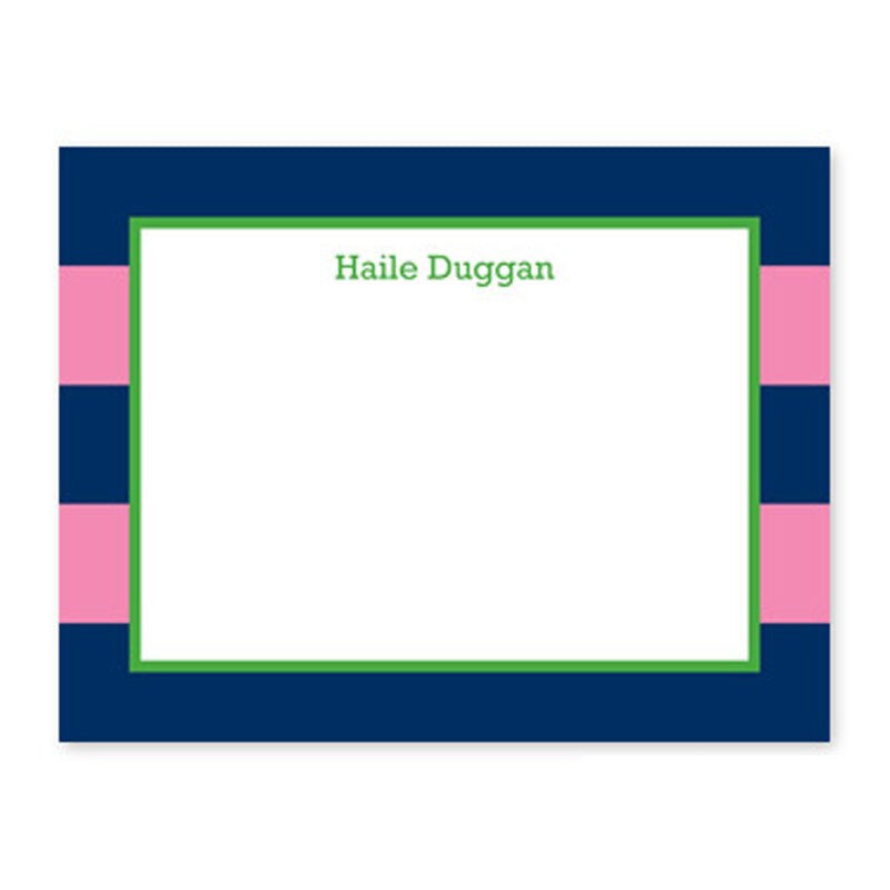 boatman geller rugby navy & pink small flat notecard