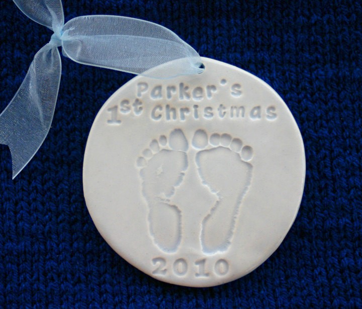 personalized baby's first christmas footprint ornament