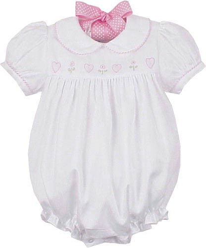 pique bubble with hearts embroidery
