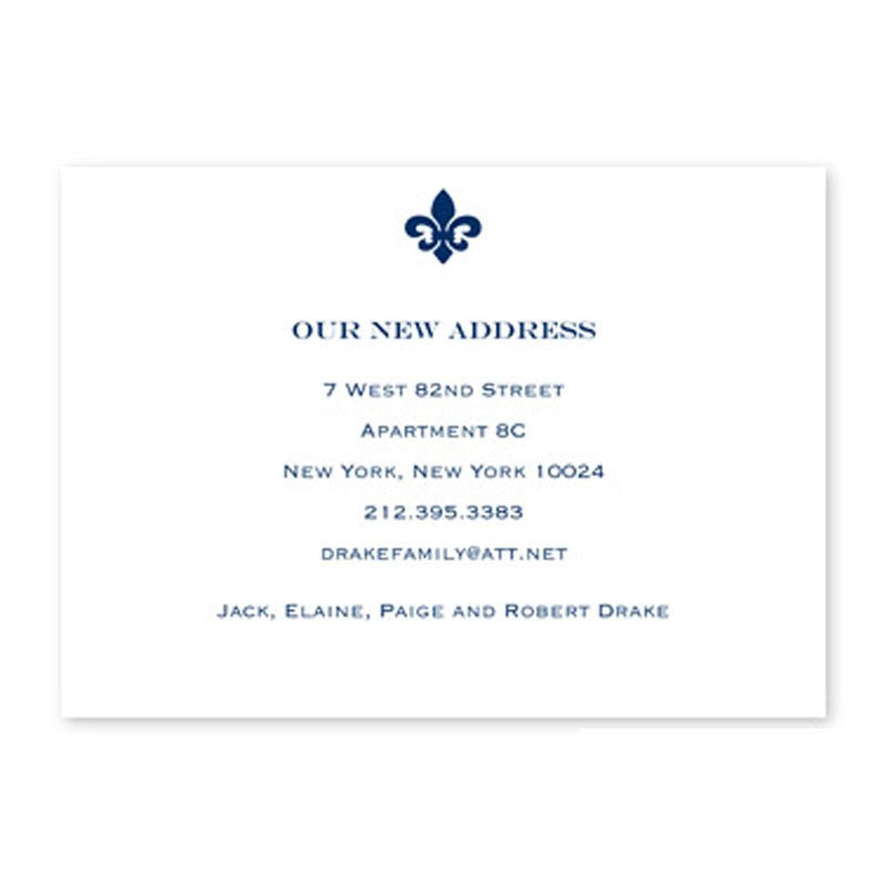 boatman geller fleur de lis navy flat notecard