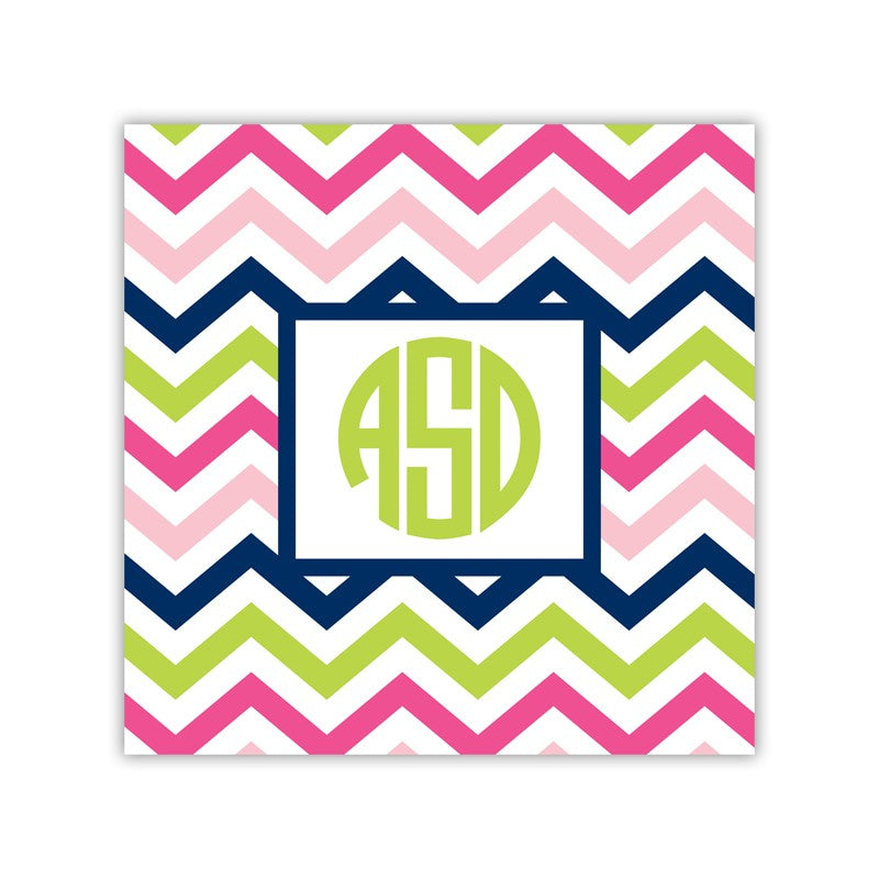 chevron pink, navy & lime square paper coaster set of 50