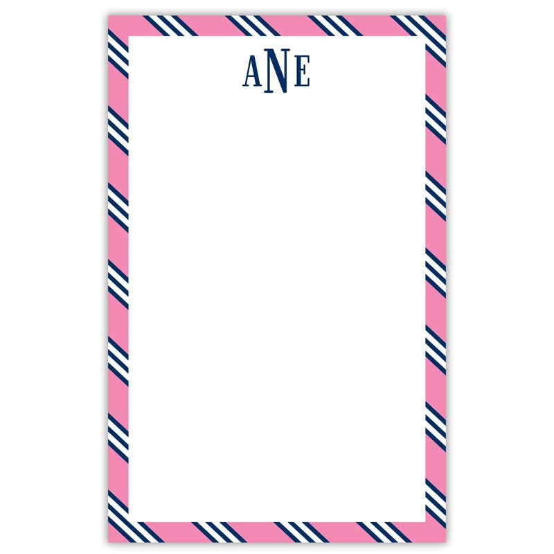 boatman geller repp tie pink & navy notepad