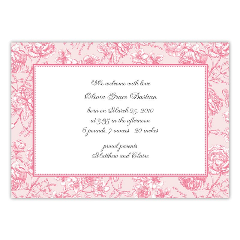 boatman geller floral toile pink large flat notecard