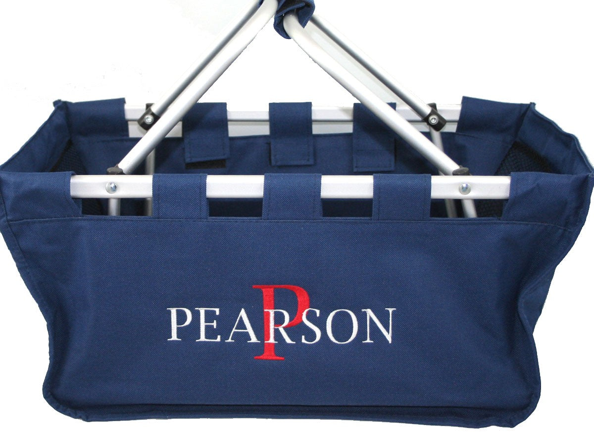 personalized navy market carry all tote