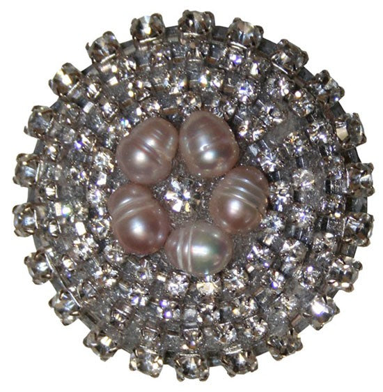 ivory freshwater pearl flower & rhinestone drawer knob