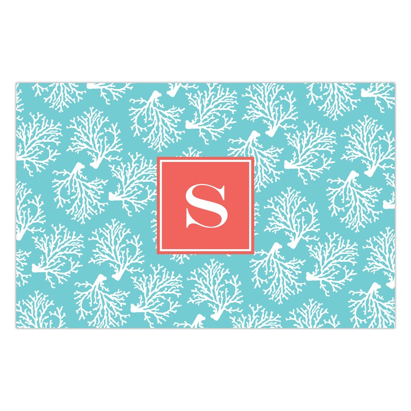 boatman geller coral repeat teal disposable placemats