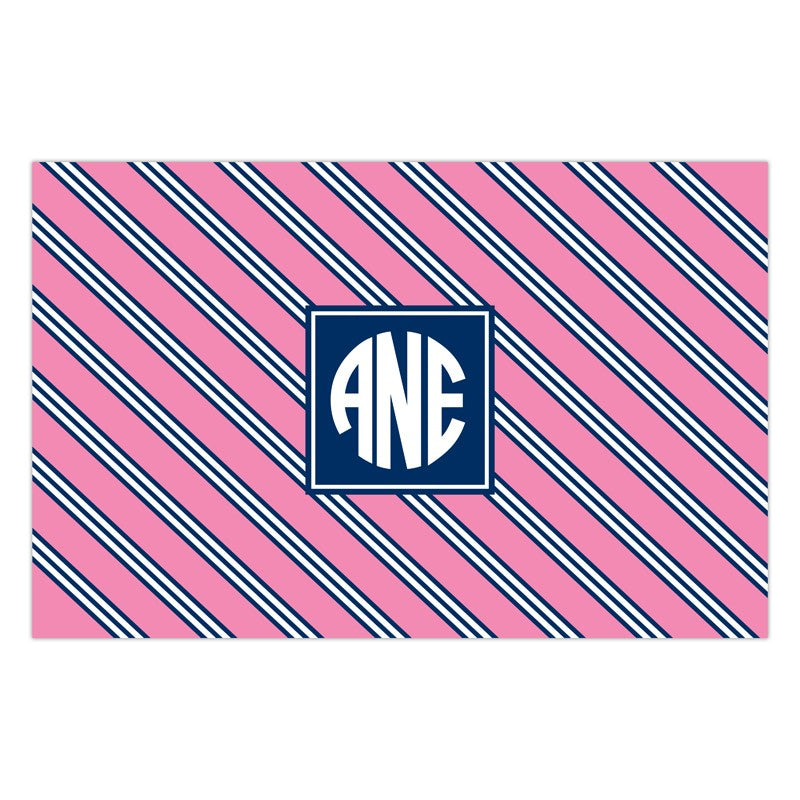 boatman geller repp tie pink & navy placemat