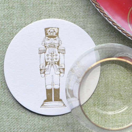 Gold Foil Stamped Nutcracker Coasters