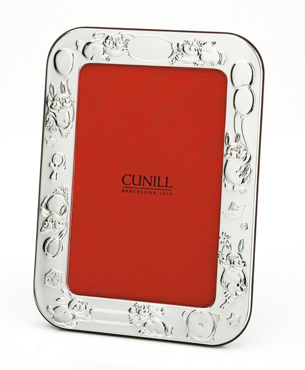bunnies birth record sterling silver picture frame