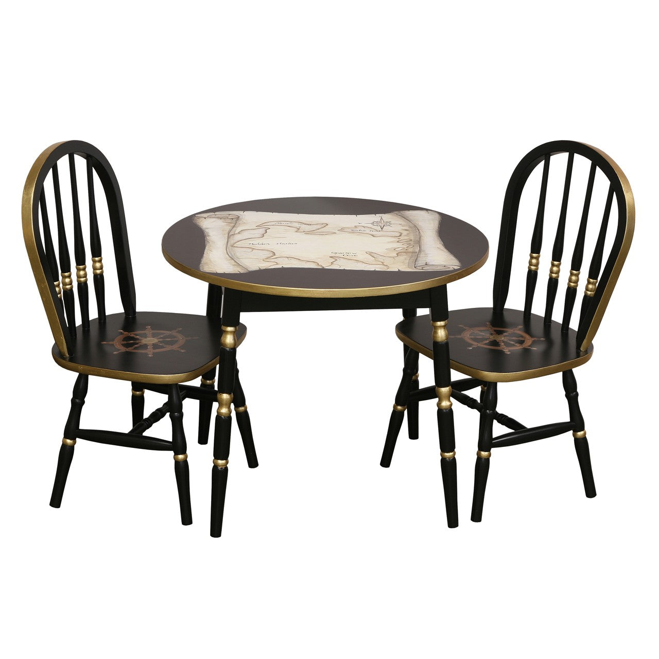 Round Play Table and Chair Set - Nautical Antique Map