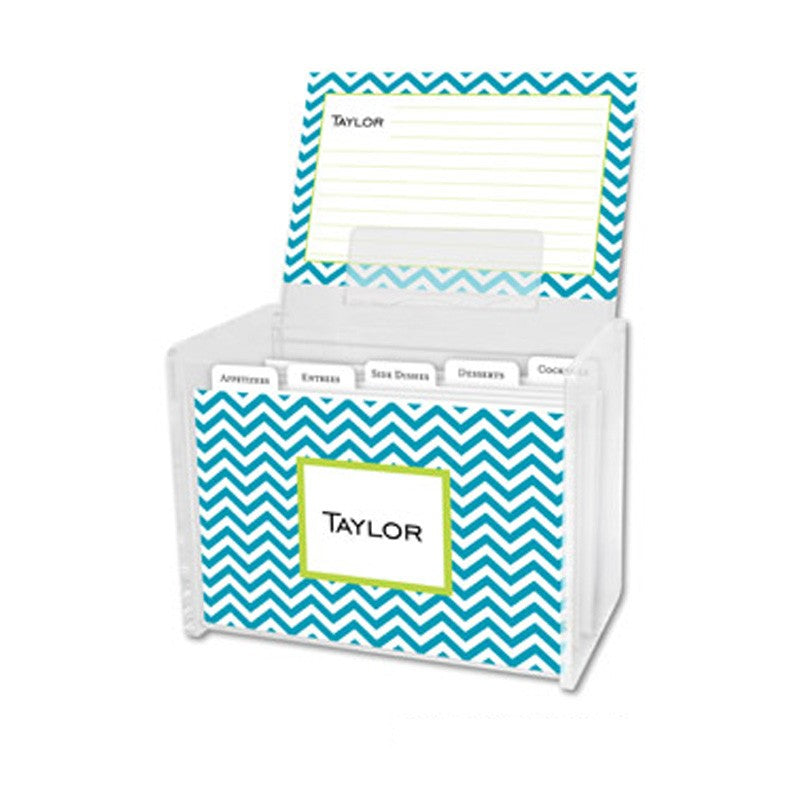 boatman geller chevron turquoise recipe box