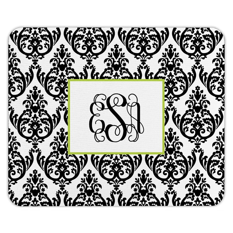 boatman geller madison damask white with black mouse pad
