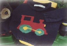 hand knit cotton train sweater