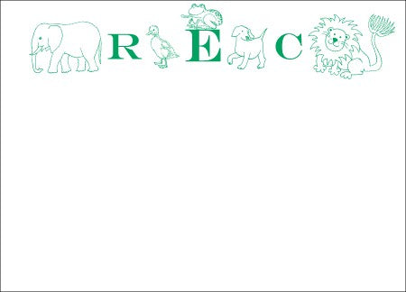animal monogram children's stationery