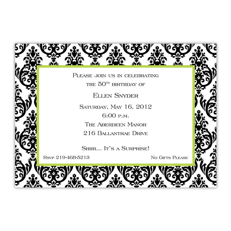 boatman geller madison damask white with black large flat notecard