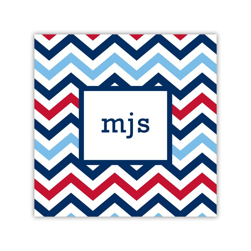 chevron blue & red square paper coaster set of 50