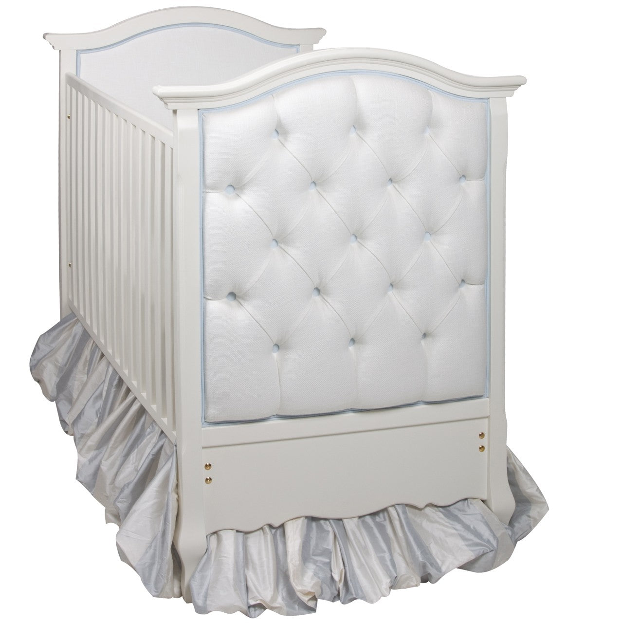 French Panel Upholstered Crib White