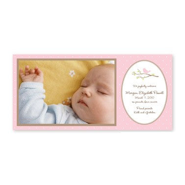 boatman geller bird on branch pink photocard