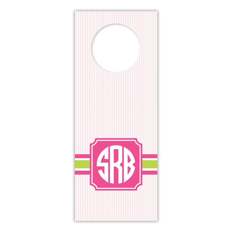boatman geller seersucker band pink & green wine tags