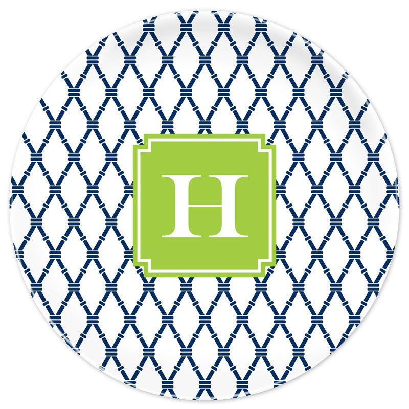 boatman geller bamboo navy & green plate