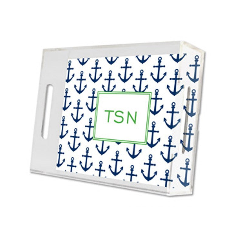 anchors navy lucite tray - small