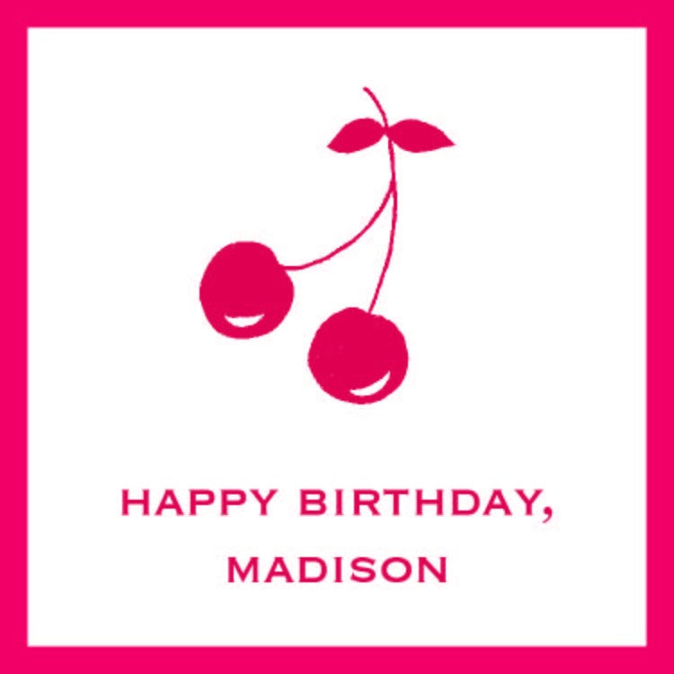children's cherry birthday gift stickers