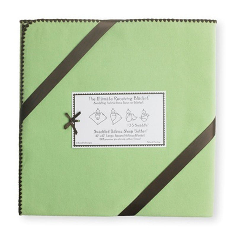 ultimate swaddling blanket by swaddle designs - lime with brown trim