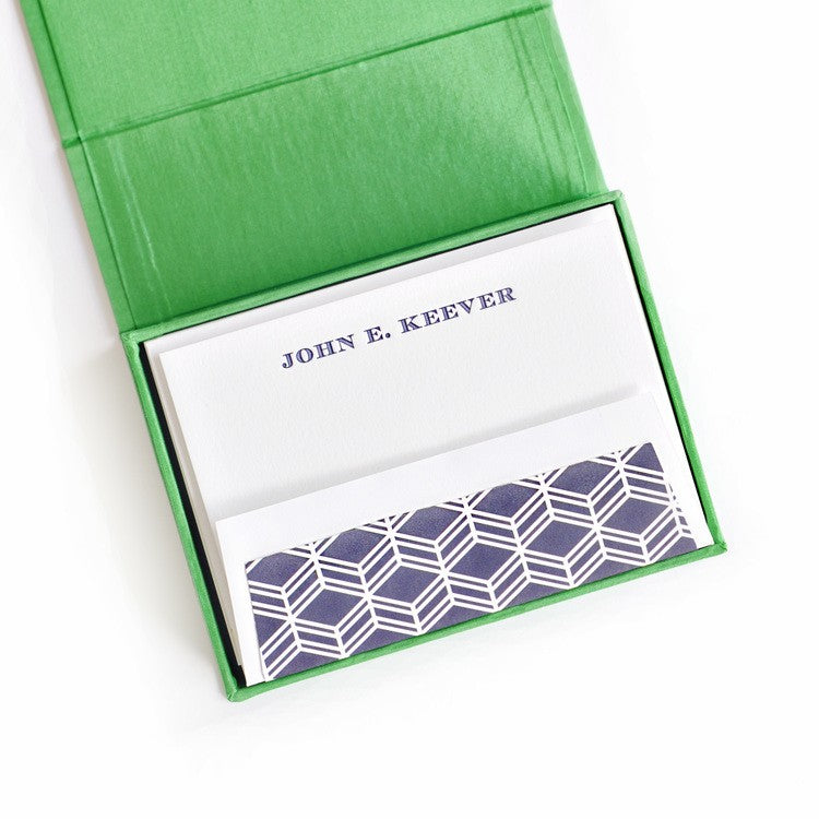 petite green silk stationery box - p15