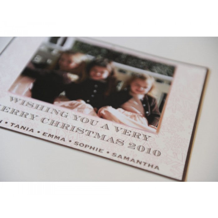 pink snow holiday card