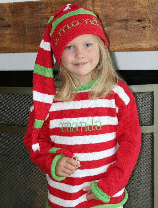 personalized christmas striped name sweater