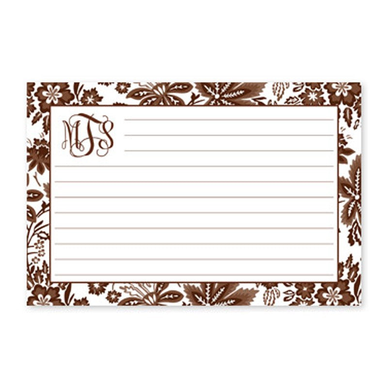 boatman geller classic floral brown recipe card
