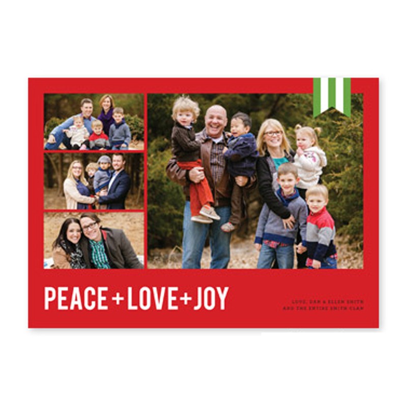 boatman geller ribbon collage green & red photocard