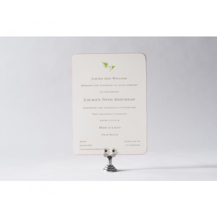 engraved leaf baby announcement - louise