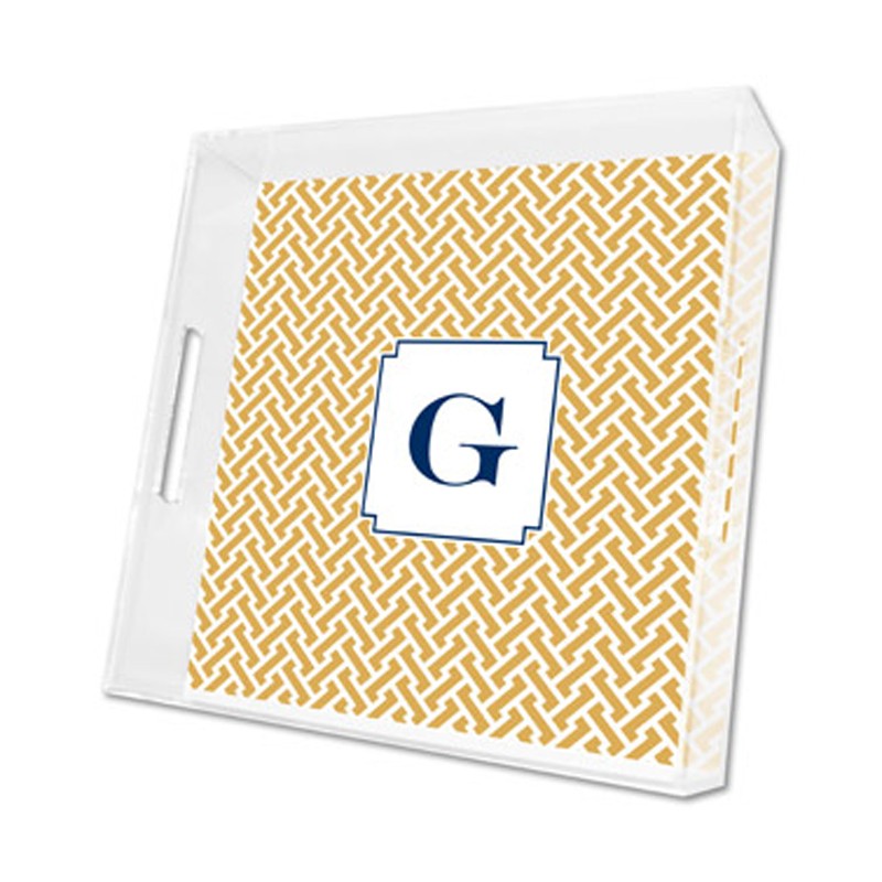stella gold lucite tray - square