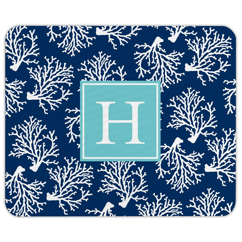 boatman geller coral repeat navy mouse pad