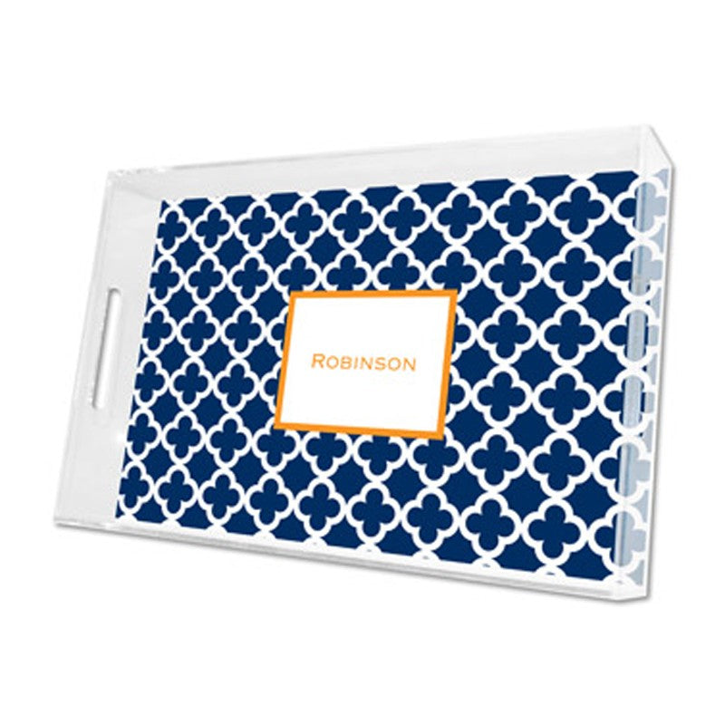 bristol tile navy lucite tray - large